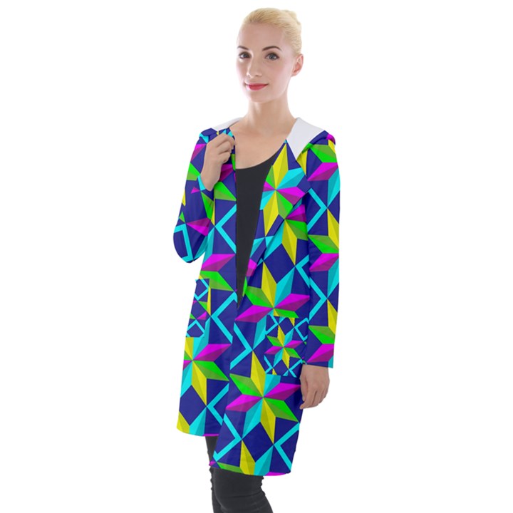 Pattern Star Abstract Background Hooded Pocket Cardigan