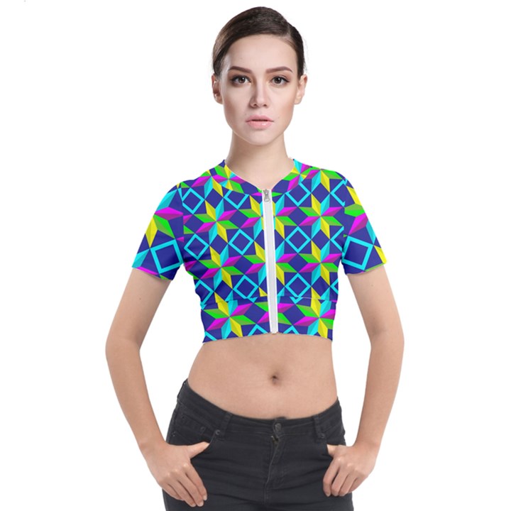 Pattern Star Abstract Background Short Sleeve Cropped Jacket