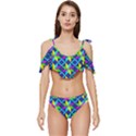 Pattern Star Abstract Background Ruffle Edge Tie Up Bikini Set	 View1