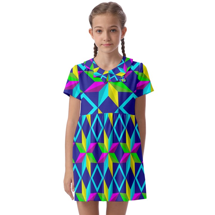 Pattern Star Abstract Background Kids  Asymmetric Collar Dress