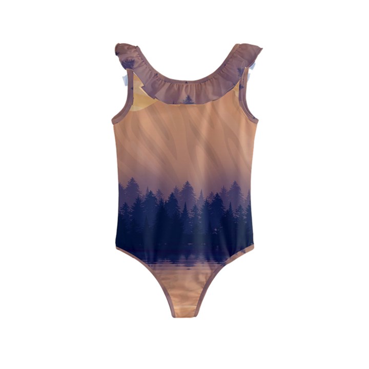 Landscape Nature Mountains Sky Kids  Frill Swimsuit