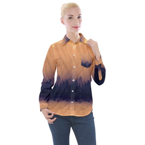 Landscape Nature Mountains Sky Women s Long Sleeve Pocket Shirt by Hannah976