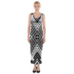 Pattern Tile Repeating Geometric Fitted Maxi Dress by Hannah976