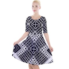 Pattern Tile Repeating Geometric Quarter Sleeve A-line Dress by Hannah976