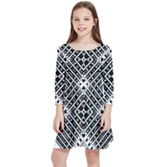 Pattern Tile Repeating Geometric Kids  Quarter Sleeve Skater Dress by Hannah976