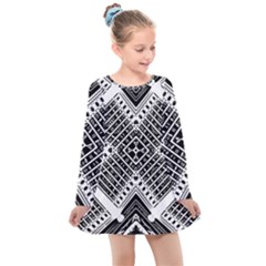 Pattern Tile Repeating Geometric Kids  Long Sleeve Dress by Hannah976