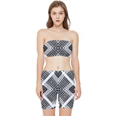 Pattern Tile Repeating Geometric Stretch Shorts And Tube Top Set by Hannah976