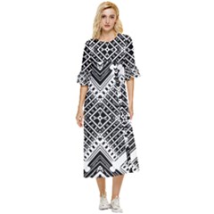 Pattern Tile Repeating Geometric Double Cuff Midi Dress by Hannah976