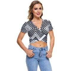 Pattern Tile Repeating Geometric Short Sleeve Foldover T-shirt by Hannah976