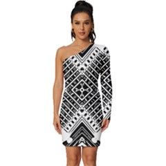 Pattern Tile Repeating Geometric Long Sleeve One Shoulder Mini Dress by Hannah976