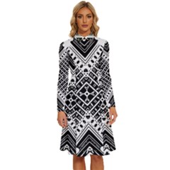 Pattern Tile Repeating Geometric Long Sleeve Shirt Collar A-line Dress by Hannah976