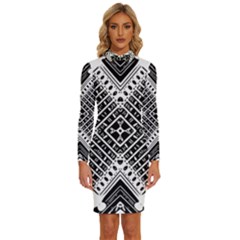 Pattern Tile Repeating Geometric Long Sleeve Shirt Collar Bodycon Dress by Hannah976