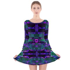 Abstract Pattern Desktop Wallpaper Long Sleeve Velvet Skater Dress