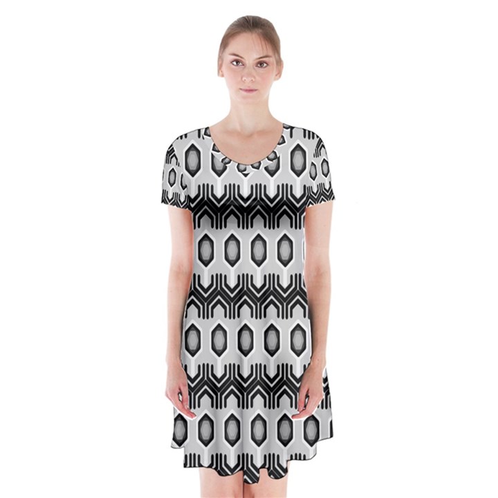 Pattern Abstract Desktop Wallpaper Short Sleeve V-neck Flare Dress