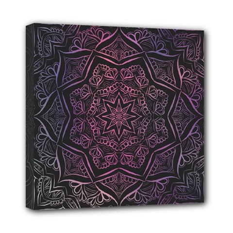 Mandala Neon Symmetric Symmetry Mini Canvas 8  X 8  (stretched) by Hannah976