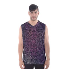 Mandala Neon Symmetric Symmetry Men s Basketball Tank Top by Hannah976