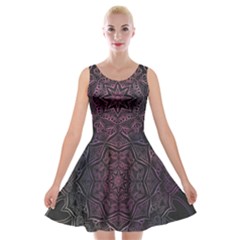 Mandala Neon Symmetric Symmetry Velvet Skater Dress by Hannah976