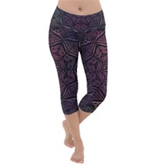 Mandala Neon Symmetric Symmetry Lightweight Velour Capri Yoga Leggings by Hannah976