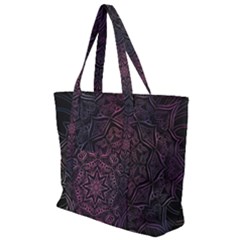 Mandala Neon Symmetric Symmetry Zip Up Canvas Bag by Hannah976