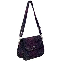 Mandala Neon Symmetric Symmetry Saddle Handbag by Hannah976