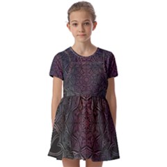 Mandala Neon Symmetric Symmetry Kids  Short Sleeve Pinafore Style Dress by Hannah976