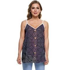 Mandala Neon Symmetric Symmetry Casual Spaghetti Strap Chiffon Top by Hannah976