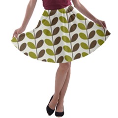 Leaf Plant Pattern Seamless A-line Skater Skirt by Hannah976