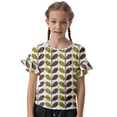 Leaf Plant Pattern Seamless Kids  Cut Out Flutter Sleeves by Hannah976