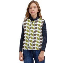 Leaf Plant Pattern Seamless Kid s Button Up Puffer Vest	 by Hannah976