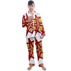 Pattern Tile Decorative Design Star Men s Long Sleeve Satin Pajamas Set by Hannah976