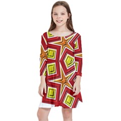 Pattern Tile Decorative Design Star Kids  Quarter Sleeve Skater Dress by Hannah976