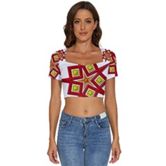 Pattern Tile Decorative Design Star Short Sleeve Square Neckline Crop Top  by Hannah976