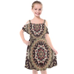 Seamless Pattern Floral Flower Kids  Cut Out Shoulders Chiffon Dress by Hannah976