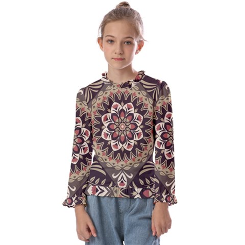 Seamless Pattern Floral Flower Kids  Frill Detail T-shirt by Hannah976