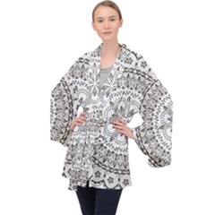 Vector Mandala Drawing Decoration Long Sleeve Velvet Kimono  by Hannah976