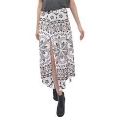 Vector Mandala Drawing Decoration Velour Split Maxi Skirt by Hannah976