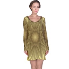 Background Pattern Golden Yellow Long Sleeve Nightdress by Hannah976