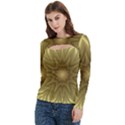 Background Pattern Golden Yellow Women s Cut Out Long Sleeve T-Shirt View2