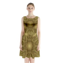 Seamless Pattern Green Garden Sleeveless Waist Tie Chiffon Dress by Hannah976