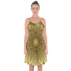 Seamless Pattern Green Garden Ruffle Detail Chiffon Dress by Hannah976