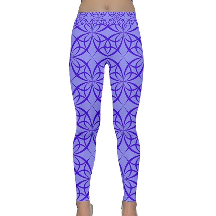 Decor Pattern Blue Curved Line Classic Yoga Leggings