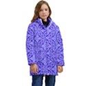 Decor Pattern Blue Curved Line Kids  Hooded Longline Puffer Jacket View1