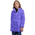 Decor Pattern Blue Curved Line Kids  Hooded Longline Puffer Jacket View3