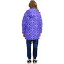 Decor Pattern Blue Curved Line Kids  Hooded Longline Puffer Jacket View4