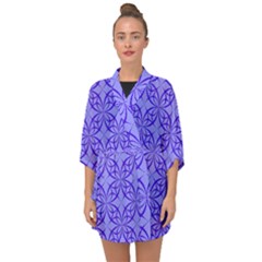 Decor Pattern Blue Curved Line Half Sleeve Chiffon Kimono by Hannah976