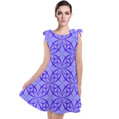 Decor Pattern Blue Curved Line Tie Up Tunic Dress by Hannah976