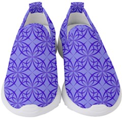 Decor Pattern Blue Curved Line Kids  Slip On Sneakers