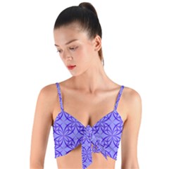 Decor Pattern Blue Curved Line Woven Tie Front Bralet by Hannah976