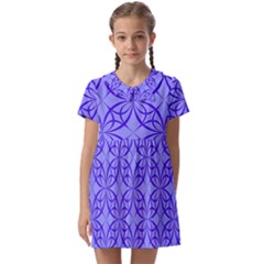 Decor Pattern Blue Curved Line Kids  Asymmetric Collar Dress by Hannah976