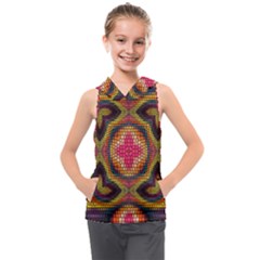 Kaleidoscope Art Pattern Ornament Kids  Sleeveless Hoodie by Hannah976